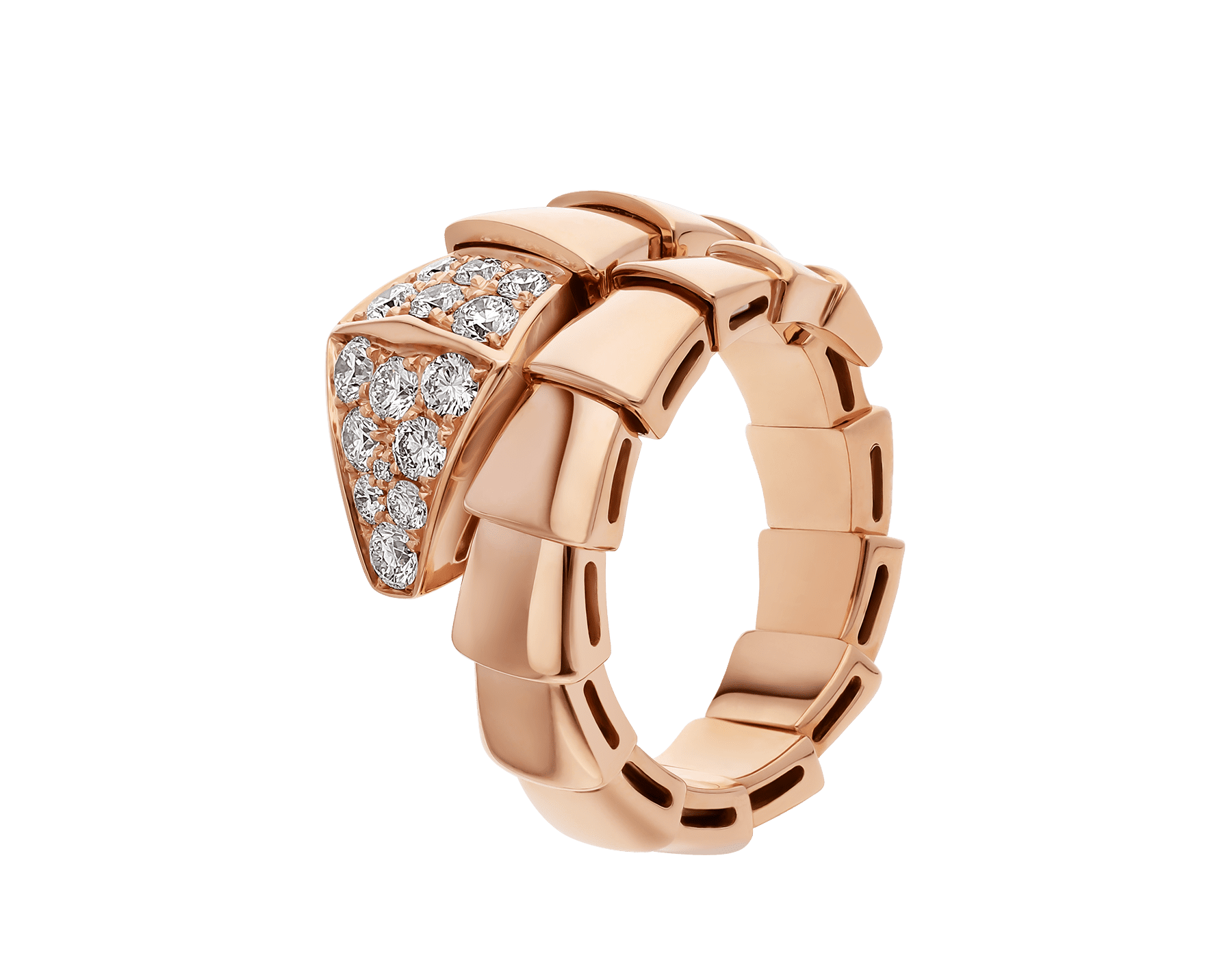 Bulgari Rose Gold Serpenti Viper Ring With 0.53 CT Diamonds