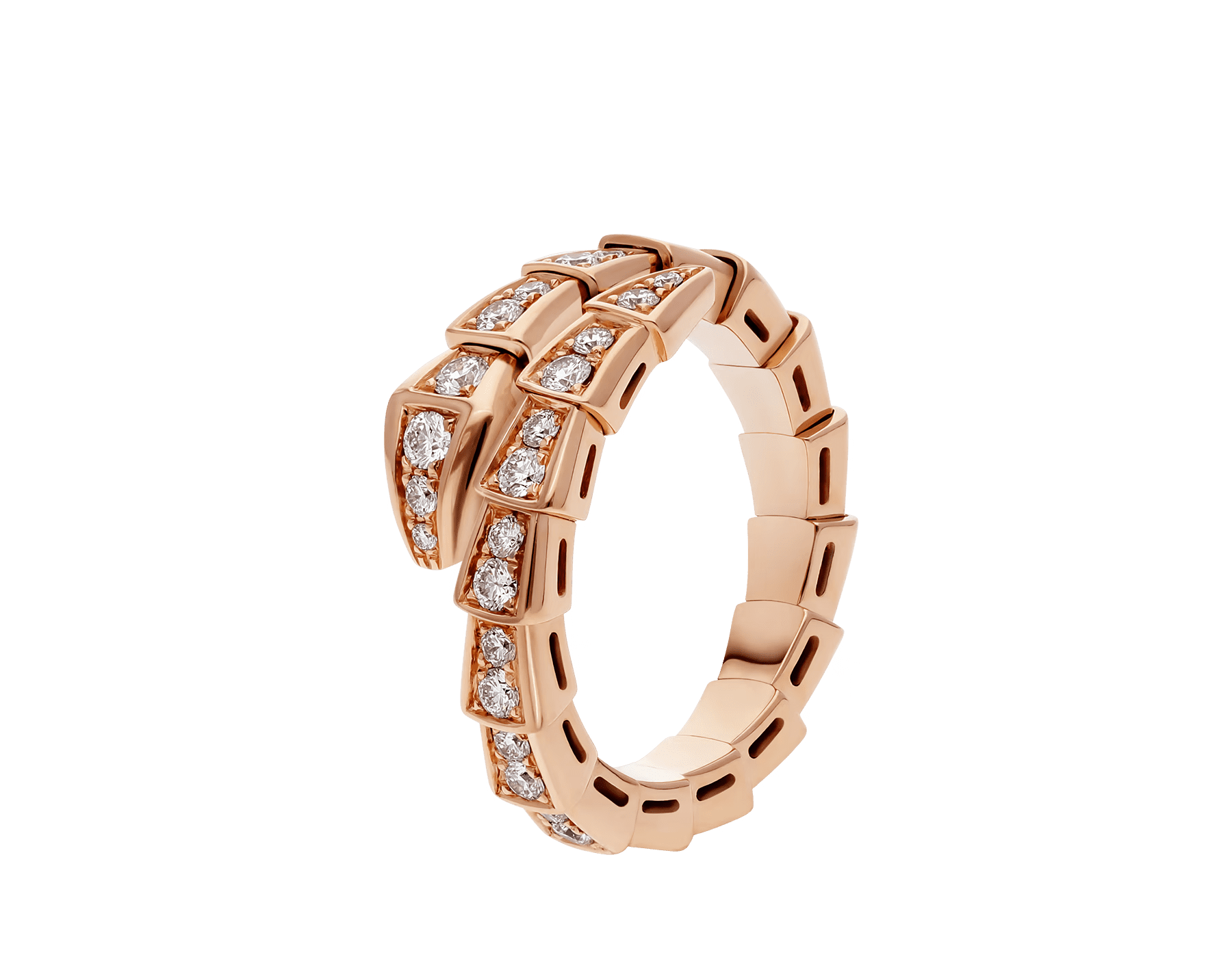 Bulgari Rose Gold Serpenti Viper Ring With 0.59 CT Diamonds