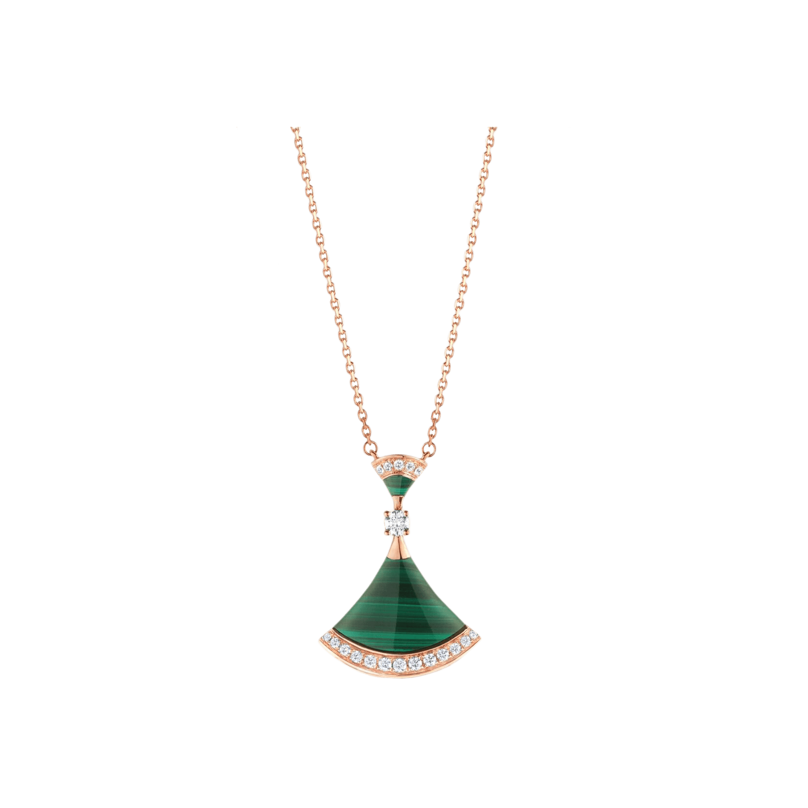 BULGARI DIVAS‘ TRAUMHALSKETTE AUS 18 KT ROSÉGOLD MIT MALACHIT UND DIAMANT-PAVÉ Referenz: CL857473