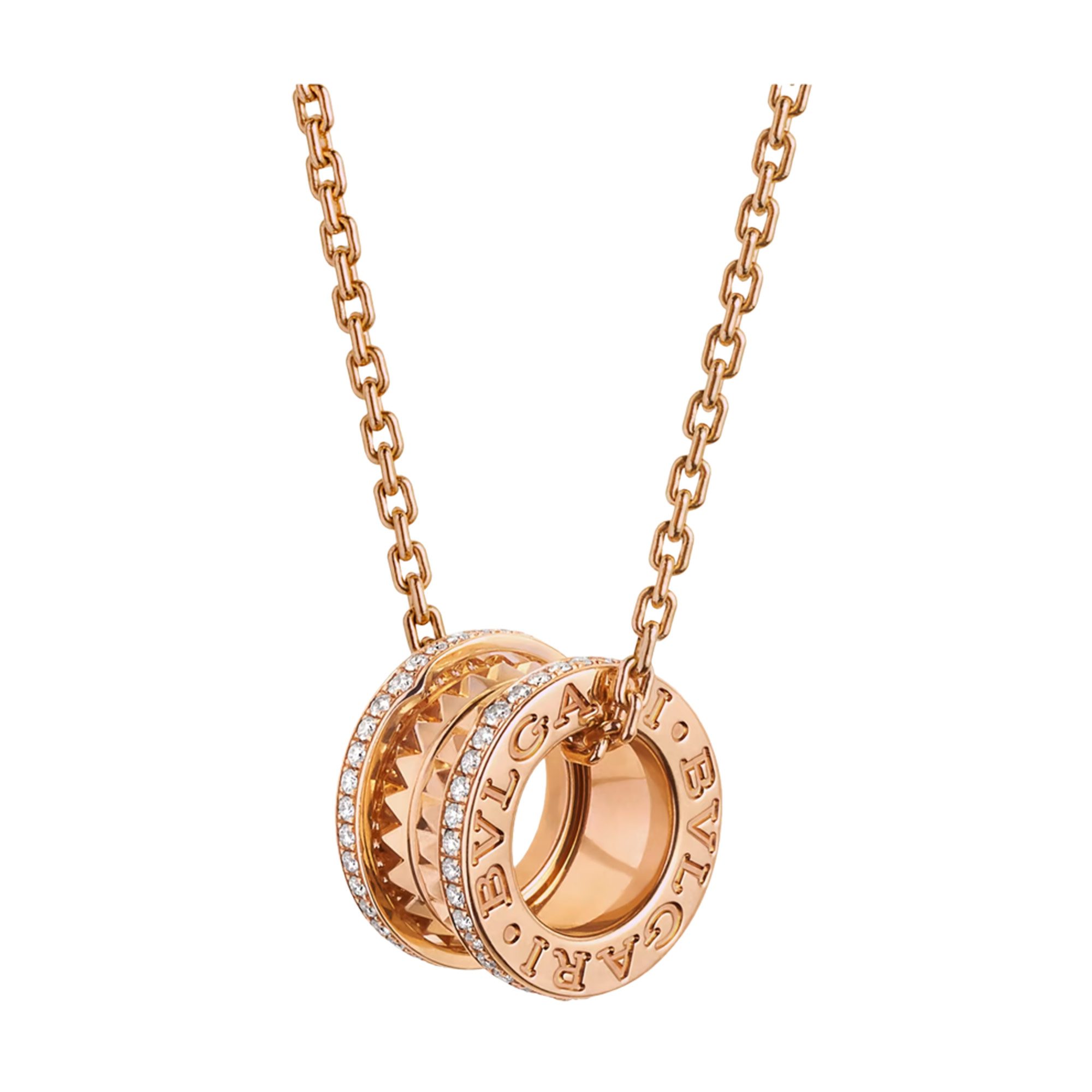BULGARI B.ZERO1 ROCK-HALSKETTE AUS ROSÉGOLD MIT DIAMANT-PAVÉ Referenz: CL859872
